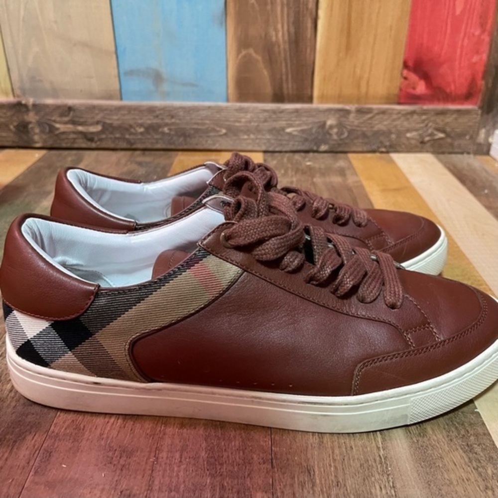 Burberry Brown Sneakers nova check Low-Top Retro Style Sz 42 / US 9 - Picture 5 of 10